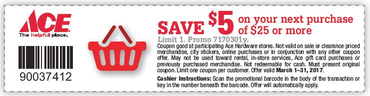 $5 off $25 March Coupon