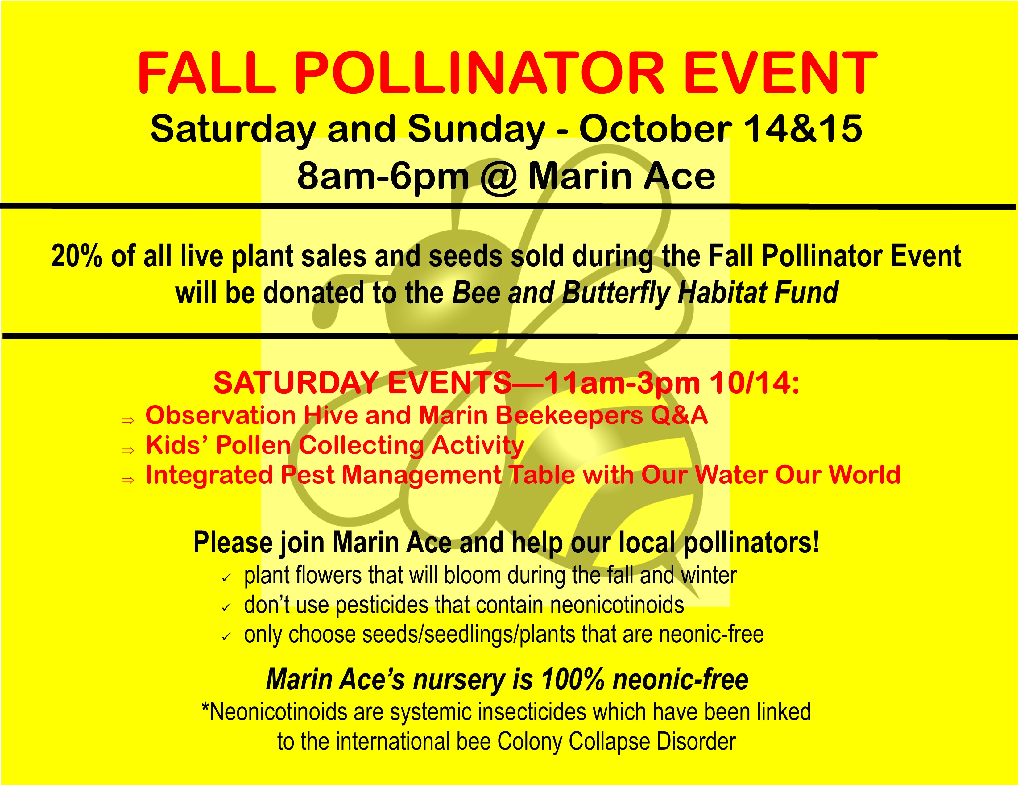 Fall Pollinator Event 10/14-15