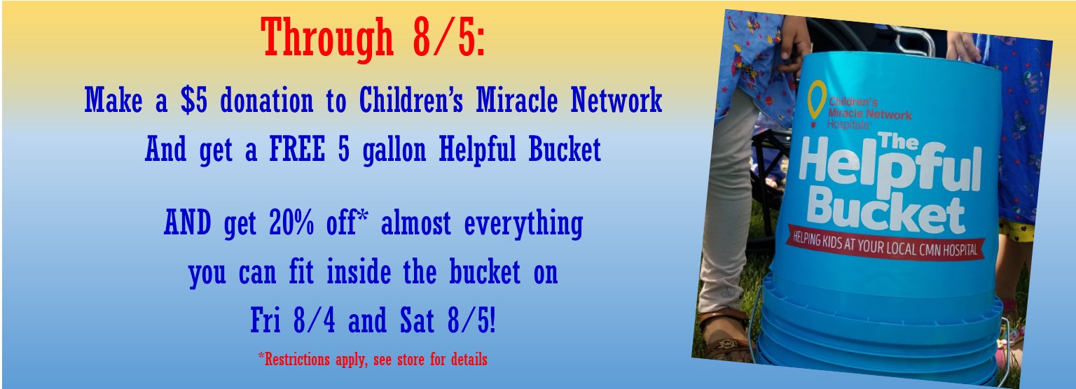 Free 5 gallon bucket with $5 CMN donation