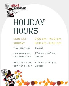 2025 Holiday Hours 5 stores 2025 Holiday Hours