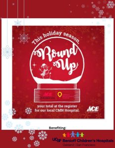 benefiting sm Round Up your change for UCSF Benioff Children's Hospitals